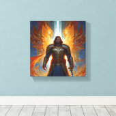 Engelachtig Man in Armor of God Canvas Afdruk (Insitu (Houten vloer))