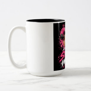 Engelachtig meisje met twee cherubijnen artistiek tweekleurige koffiemok