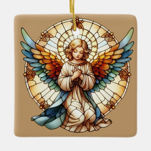 Engelachtig omkeerbaar glas-in-lood ornament (Voorkant)