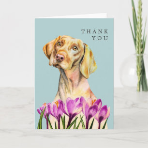 engelachtig   Vizsla Dog en Crocus Waterverf Art Kaart