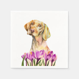 engelachtig | Vizsla Dog en Crocus Waterverf Servet
