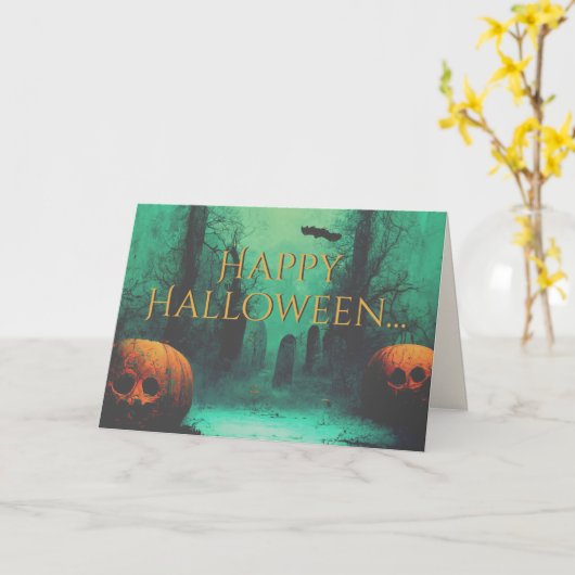 Engelachtige begraafplaats en uitgeholde pompoenen kaart (Gele Bloem)