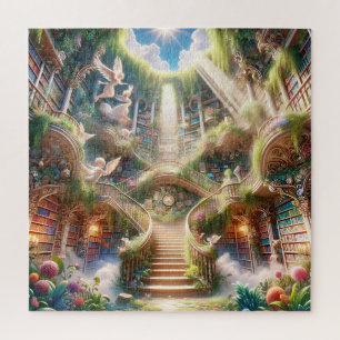 Engelachtige bibliotheek Trap naar verlichting Legpuzzel