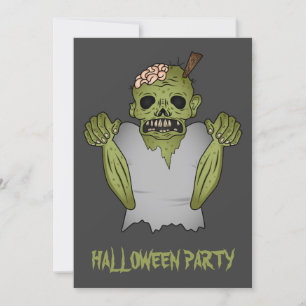 Engelachtige Cartoon Zombie Op Grijze Halloween Fe Kaart