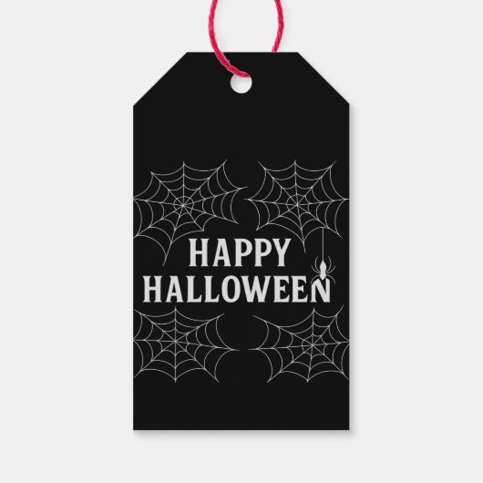 Engelachtige Dranken Gelukkig Halloween Spinnenweb Cadeaulabel (Achterkant)