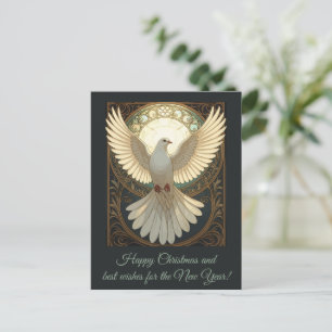 Engelachtige Duif Vintage Art Nouveau Vector Feestdagenkaart