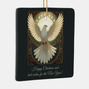 Engelachtige Duif Vintage Art Nouveau Vector Keramisch Ornament