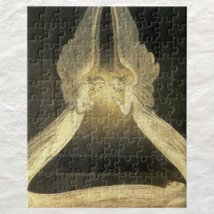 Engelachtige engelen bidden over Jezus Christus in Legpuzzel