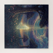 Engelachtige geest drijft in buitenaardse tuin legpuzzel (Horizontaal)