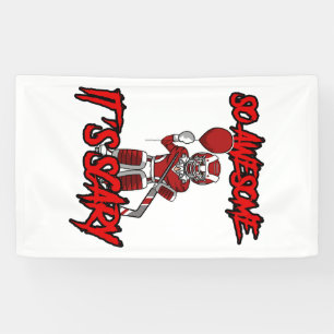 Engelachtige grappige Halloween-clownhockeydoelman Spandoek