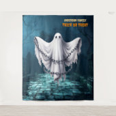Engelachtige Halloween begraafplaats en spook Wandkleed (Voorkant)