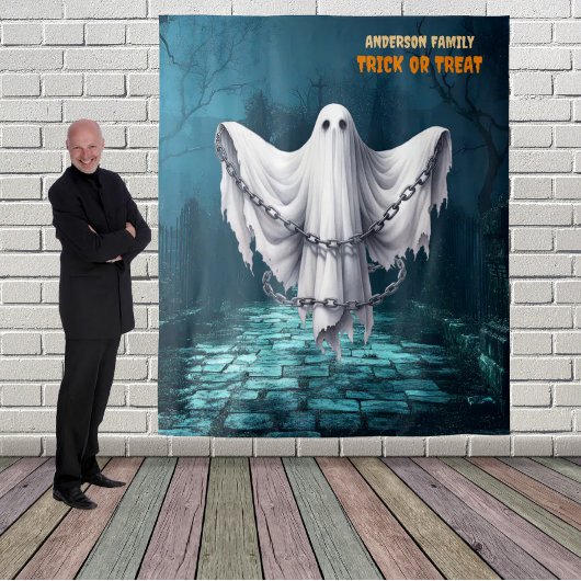 Engelachtige Halloween begraafplaats en spook Wandkleed