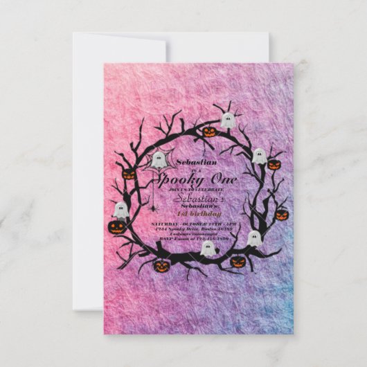 Engelachtige Halloween Geest 1e Verjaardagsfeestje Kaart (Voorkant)