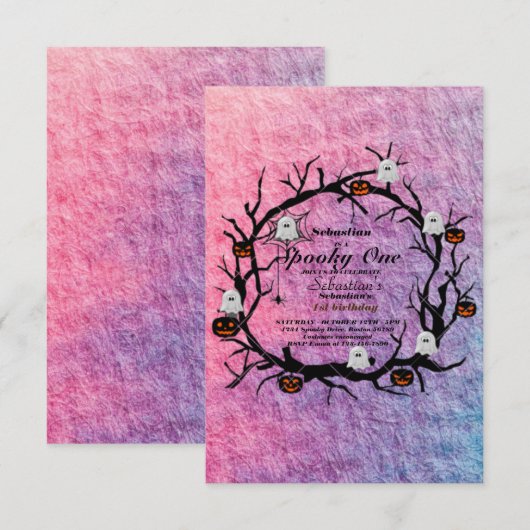 Engelachtige Halloween Geest 1e Verjaardagsfeestje Kaart (Voorkant / Achterkant)