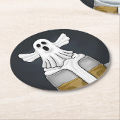 Engelachtige Halloween Geest Ronde Kartonnen Onderzetter (Gebogen)