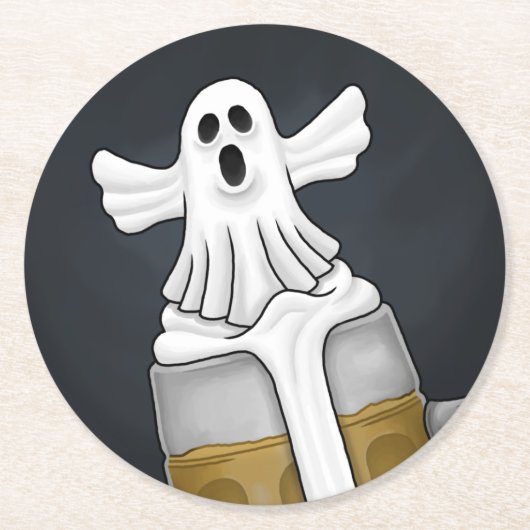Engelachtige Halloween Geest Ronde Kartonnen Onderzetter (Voorkant)