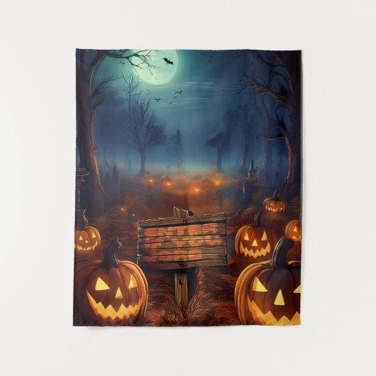 Engelachtige Halloween Pompoen Vlek Wandkleed (Voorkant)