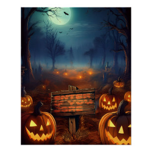 Engelachtige Halloween Pompoenveld Perfect Poster