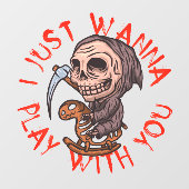 Engelachtige Halloween Schedel Grim Reaper  Raamsticker (Vel)