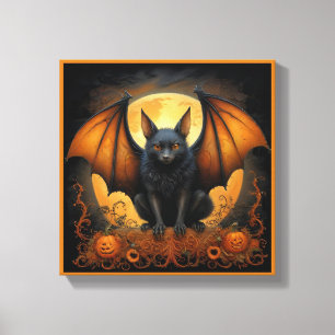 Engelachtige Halloween-vleermuis in vermomming Canvas Afdruk