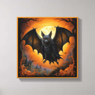 Engelachtige Halloween-vleermuis in vermomming Canvas Afdruk