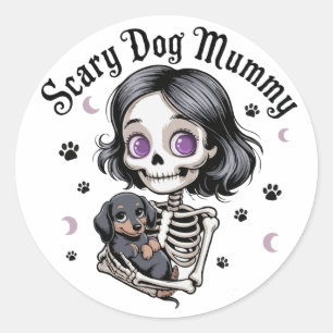 Engelachtige Hond Mummie Skelet Teckel Ronde Sticker