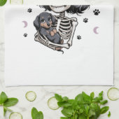 Engelachtige Hond Mummie Skelet Teckel Theedoek (Gevouwen)
