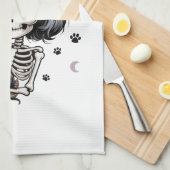 Engelachtige Hond Mummie Skelet Teckel Theedoek (Quarter Fold)