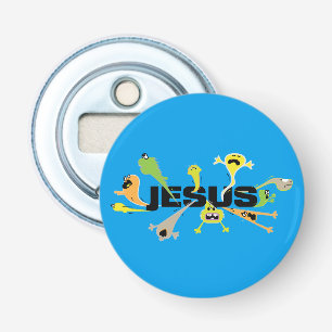 Engelachtige Jezus Button Flesopener