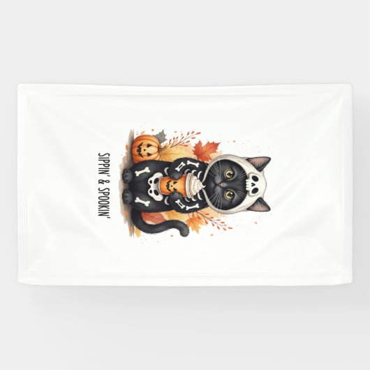 Engelachtige Katte Halloween Spandoek (Horizontaal)
