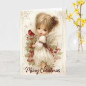 Engelachtige kerstgroetkaart kaart (Gele Bloem)
