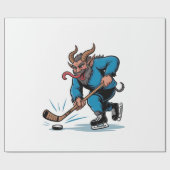 Engelachtige Krampus die ijshockey speelt met Kers Cadeaupapier (Vlak)