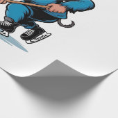 Engelachtige Krampus die ijshockey speelt met Kers Cadeaupapier (Hoek)