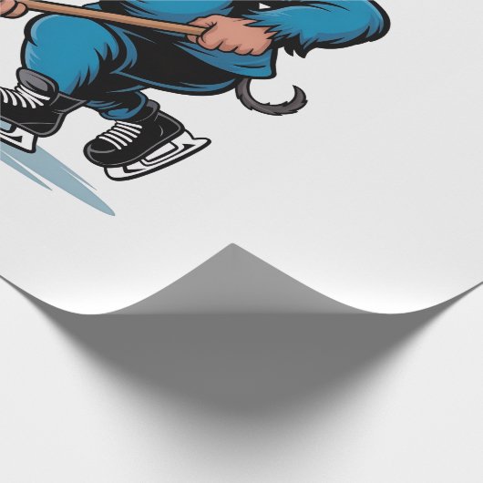 Engelachtige Krampus die ijshockey speelt met Kers Cadeaupapier (Hoek)