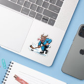 Engelachtige Krampus die ijshockey speelt met Kers Sticker (Laptop met iPhone)