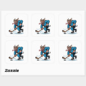 Engelachtige Krampus die ijshockey speelt met Kers Vierkante Sticker (Vel)