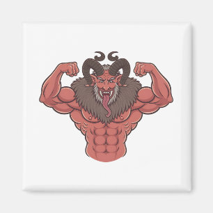 Engelachtige Krampus Kerstmis Flexing Spier Fitnes Magneet