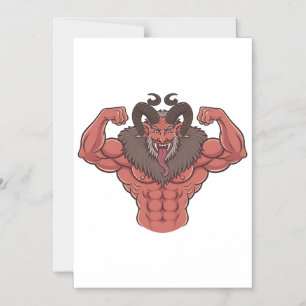 Engelachtige Krampus Kerstmis Flexing Spier Fitnes Magnetische Uitnodiging