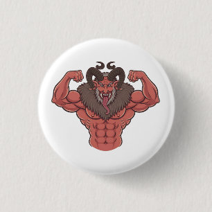 Engelachtige Krampus Kerstmis Flexing Spier Fitnes Ronde Button 3,2 Cm