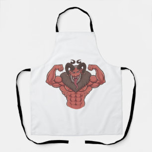 Engelachtige Krampus Kerstmis Flexing Spier Fitnes Schort