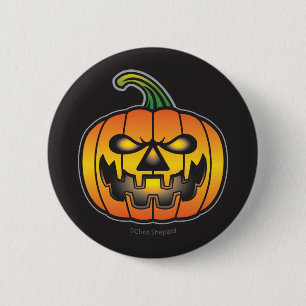 Engelachtige lachende Halloween pompoen monster Ronde Button 5,7 Cm