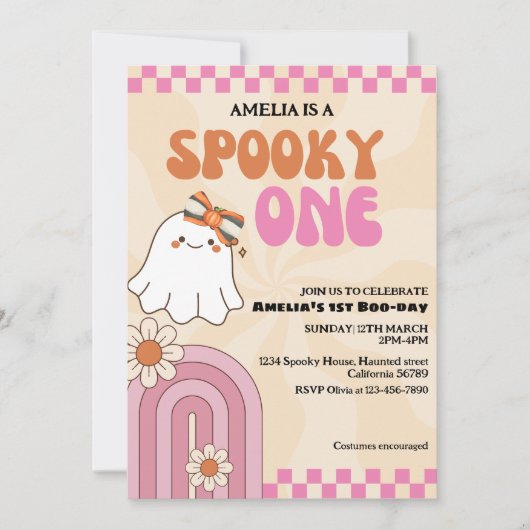 Engelachtige lieve spookachtige roze meisje eerste kaart (Voorkant)