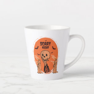Engelachtige Nacht Halloween Schedel & Vleermuis O Latte Mok