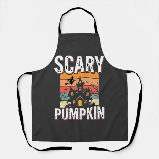 Engelachtige Pompoen Spokenhuis Halloween Ontwerp_ Schort (Voorkant)
