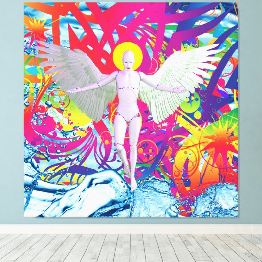 Engelachtige Robot Canvas Afdruk (Insitu (Houten vloer))