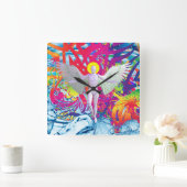 Engelachtige Robot Vierkante Klok (Huis)