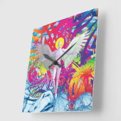 Engelachtige Robot Vierkante Klok (Hoek)