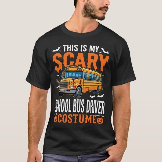 Engelachtige schoolbuschauffeur Halloween kostuum T-shirt (Voorkant)