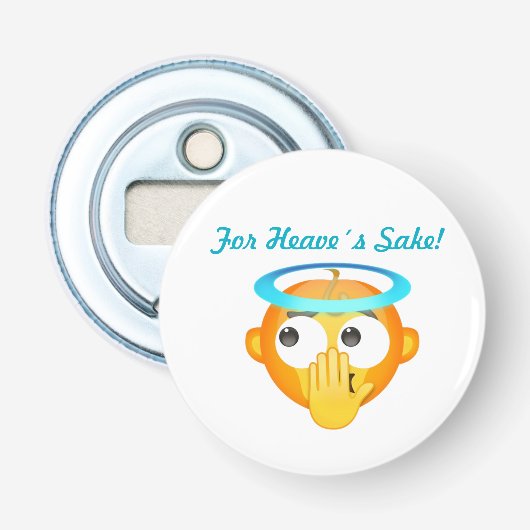 Engelachtige verrassing emoji button flesopener (Voorkant)