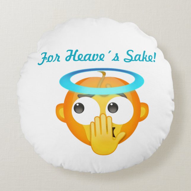 Engelachtige verrassing emoji rond kussen (Voorkant)